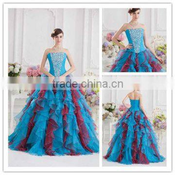 2013 Latest Designer Colorful Ball Gown Luxury Beaded Real Sample Quinceanera Dress Event Dresses 07-112