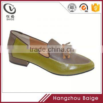 Lady footwear leather tassel shoes wedge heel for shoe making