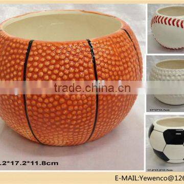 basketball Bowl, Ceramic, Planter, Candy Bowl, Soccer Party Plate