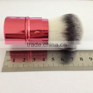 synthetic hair pink retractable powder brush,aluminum handle cosmeitcs