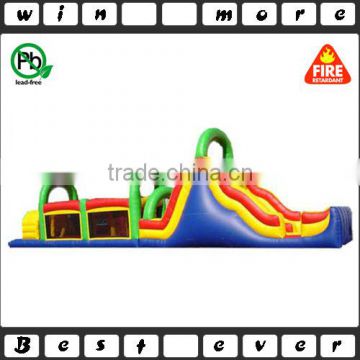 giant inflatable obstacle course with double drops n stop wall slide