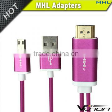 2m HD 1080p aluminum alloy Micro USB to HDMI adapter MHL Cable with nylon braid