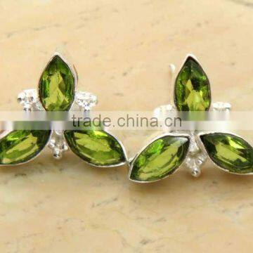 925 Sterling Silver Earrings,wholesale silver jewelry with genuine Peridot