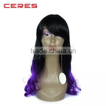 dark root ombre 1B purple long funmi curl synthetic wig