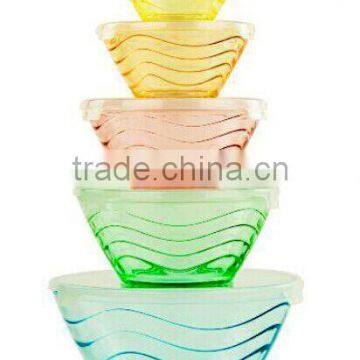 Glassware Dinner Set Plastic Lid Glass Storage Bowl