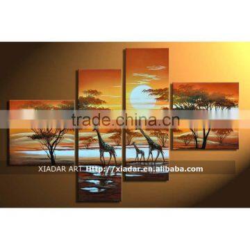 Original Design Hand Painted african landscape oil painting with elephant