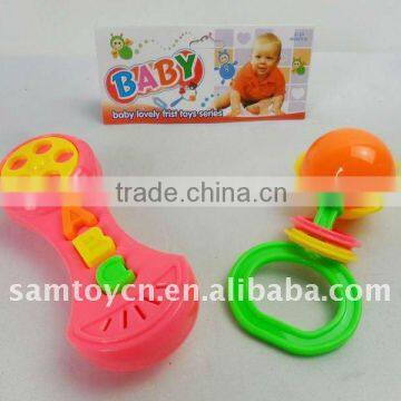 Hot sale 2pcs plastic baby rattle education toy set