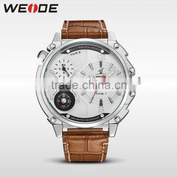 WEIDE Japan Movement Quartz Watch Sr626sw 3ATM Water Resistant Digital Watch Genuine Leather Strap Quartz Watches Men