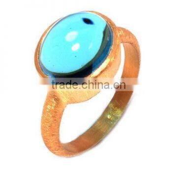 The Gopali Jewellers Blue Topaz Gemstones Ring Matte Finish Silver