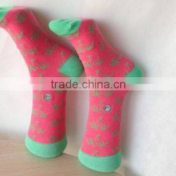 2014 Korean Fashion Hot Teen Girls Pink Leaves Knitting Tube Sock Hosiery