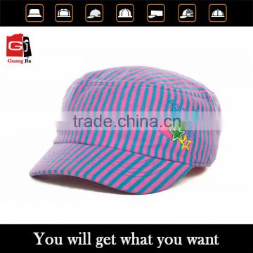 popular custom wholesale cotton striped design full print military cap/army hat