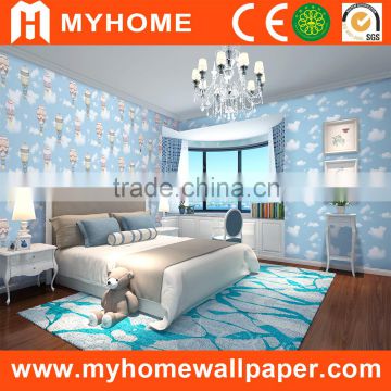 Light Blue wall paint import brand pvc kids wall paper