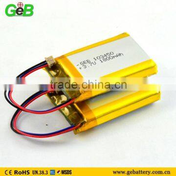 3.7v 1800mah 103450 GPS lithium polymer battery with high discharge rate for audio