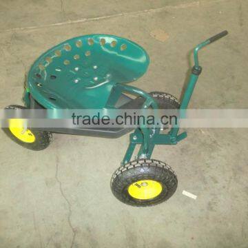 Rolling Garden Work Seat On Wheels With Turnbar