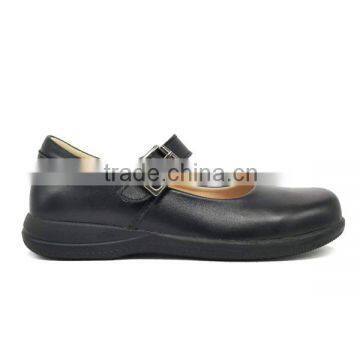 2016 High Quality OEM Buckle Black Leather School Shoes Girl With Rubber Sole photo-4