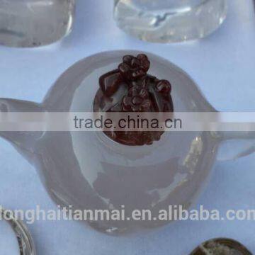 Exquisite Natural Rose Quartz Crystal Teapots For Decoration