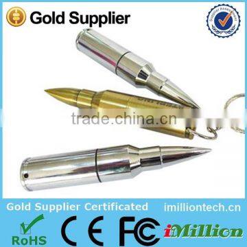 metal bullet shaped usb pen drive with laser print for gift