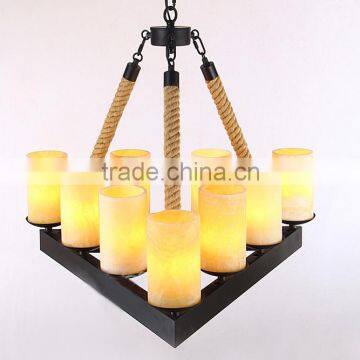 metal hanging pendant light stairs pendant light with alabaster shade in E27*9 light home decor/Gallary/coffee bar/shopping mall
