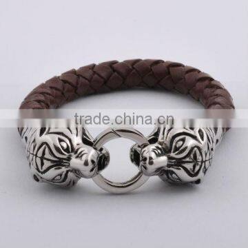 hot sale fashion Stainless Steel Leather Bracelet in high quality