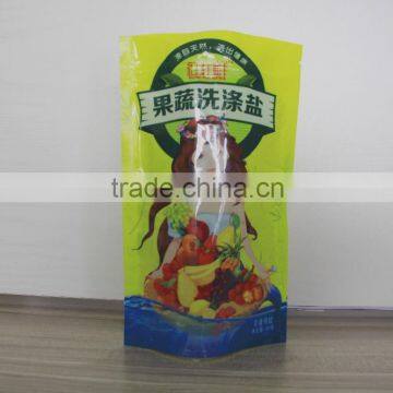 Green stand pouch for vegetable washing salt