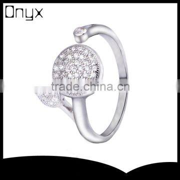 925 sterling silver dome leaf micro zircon open ended ring