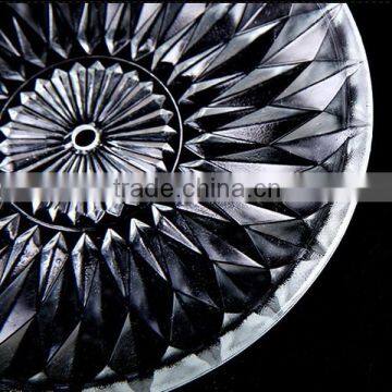 3pcs/set Clear Glass Dinner Plate Set With Golden Metal Stand photo-2