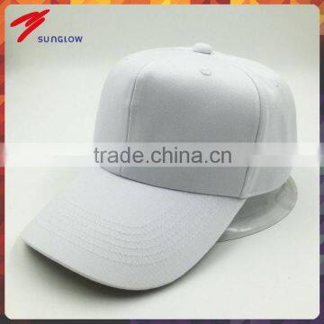 White color 100% cotton twill blank baseball cap