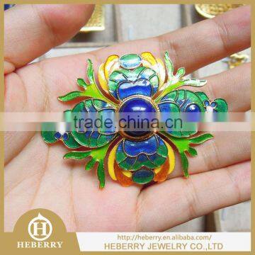 Popular New flower Green Charm Bracelet Enamelled Pendant with lapis lazuli natual stone