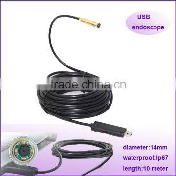 portable Mini 14mm Dia length10m waterproof usb micro camera for endoscope