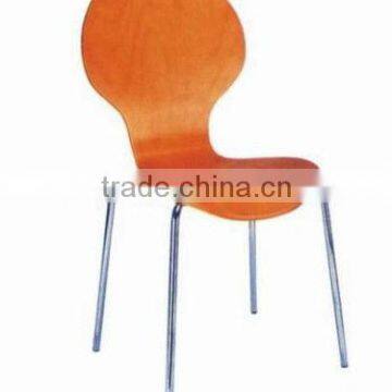 Modern plywood dining chair with metal legs