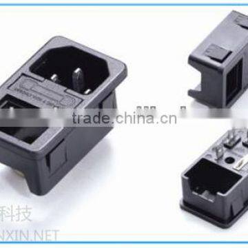 New products 2016 China  wholesales,IEC320 C14 male connector with fuse 2 gang socket