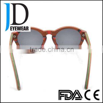 2016 Round Custom Logo Engraved Skateboard Wooden Sunglasses