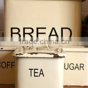 New design large metal bread box in cream color, Tea ,sugar and bread box, metal powder coating bread box