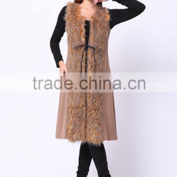 2016 PRETTY STEPS Winter Collections New Woman's Long Slim Feather Sleeveless Coat photo-5