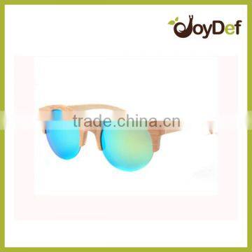 The unique design retro half round wood hot sell high quality cheap polarized sunglasses with mirror lens