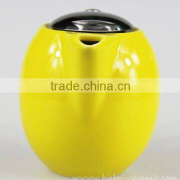 350ml Elegant Yellow Color Glazed Mini Chinese Ceramic Teapot With Stainless Steel Infuser And Lids photo-2