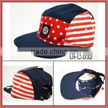 Custom 5 panel flat brim snapback camp cap