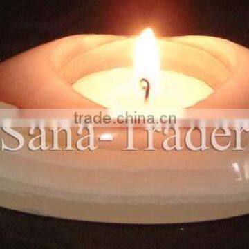 Marble Onyx Designed Half Egg Shaped Tea Light Holder