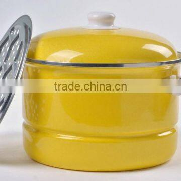 Soild Yellow Color Cookwear Set 24/26/28CM Enamel Steamer Pot photo-2