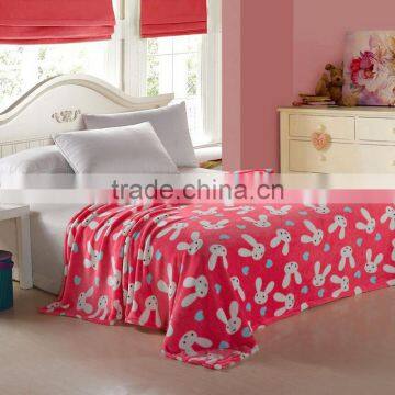 Rabbit Pattern Design Red Color Flannel blanket