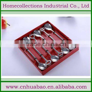 custom stainless steel 18/0 spoon set in box for coffee and tea shop