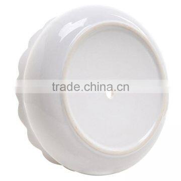 7 Inch Round Ceramic Flower Succulent Planter Pot With Scalloped Edge, White photo-2