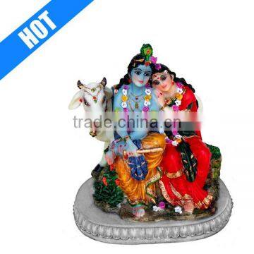 Customized Hand Painted Polyresin Decor Couple Radha Krishna Statue