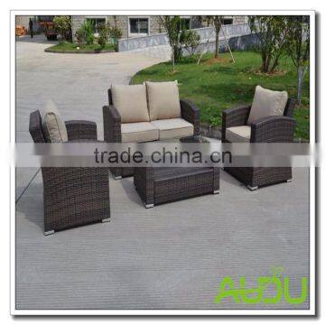 Audu Black Rattan Garden Sofa