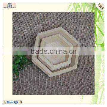 Individual Hexagon Wood Storage Picnic Tray Hamper photo-3