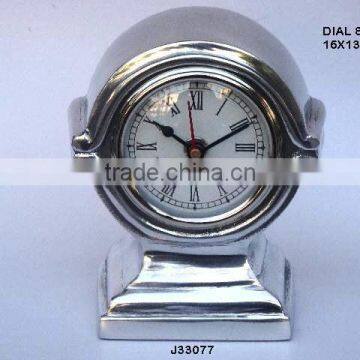 Two half circle style table clock in mirror polish Finish and also available in nickel plating