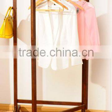 Wooden Clothe Rack With Omni-directional Wheel Wooden Coat Hanger photo-2