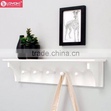 Wooden Wall Shelf With Coat Hooks for Indoor Room Wall Decoration Wall Floating Shelf With Wooden Clothes Pegs photo-4
