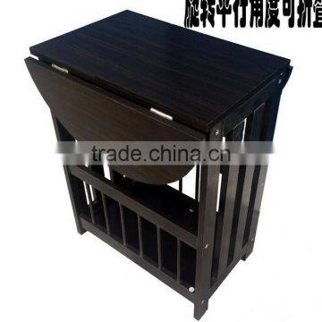 Solid Wood Foldable Tea Table With Magazine Holder photo-3