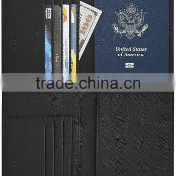 Leather Travel Wallet RFID Blocking Passport Cover of Crosshatch photo-2